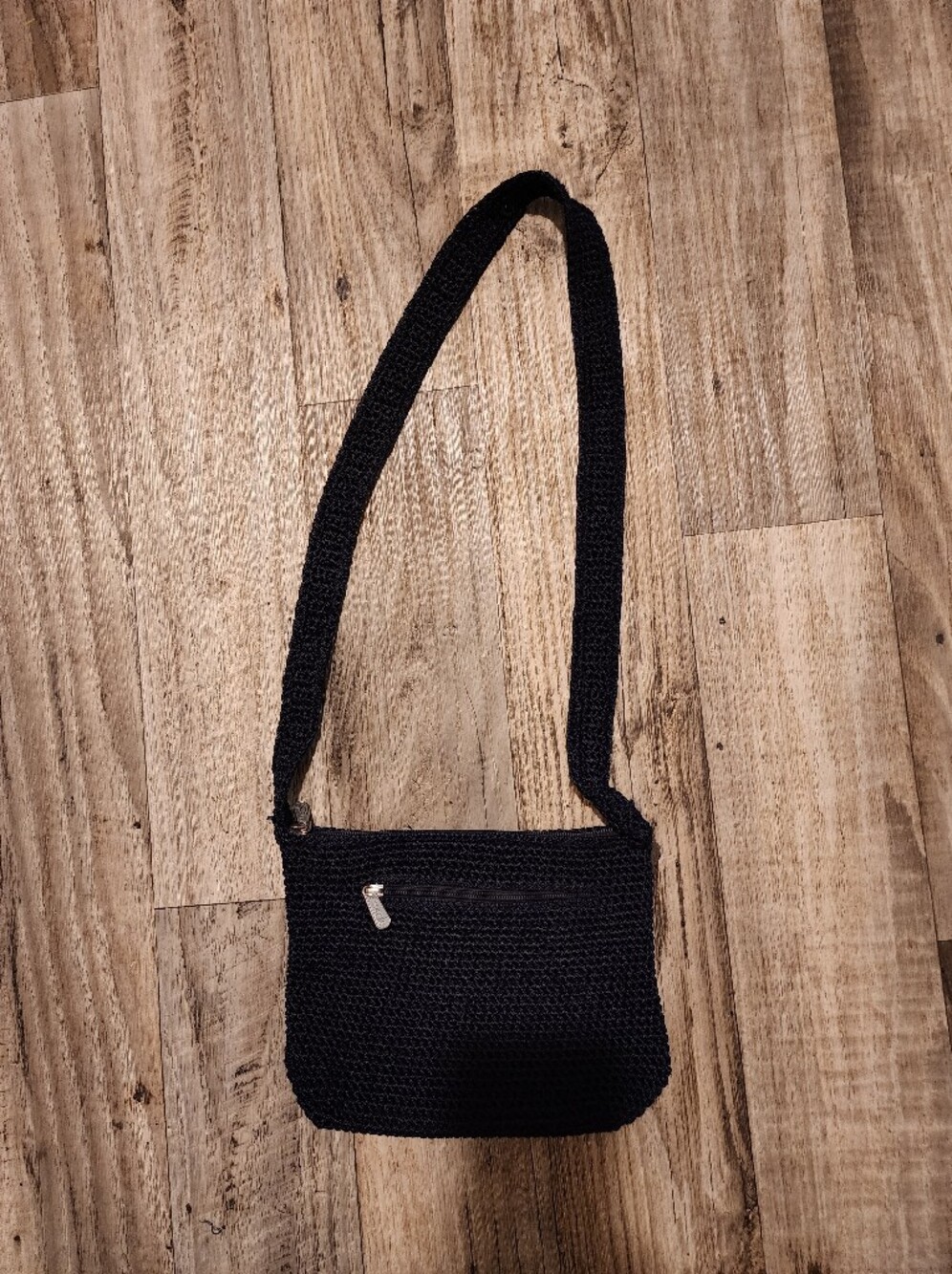 The SAK Everyday Black Knit Messenger Crossbody Bag